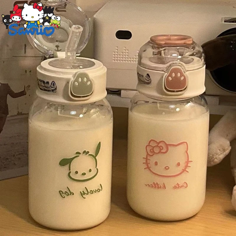 

Sanrio чашка для воды Kawaii Hello Kitty Cinnamoroll погремушка Kuromi Mymelody аниме мультфильм Милая соломинка Ins Кот коготь пластиковый 480 мл