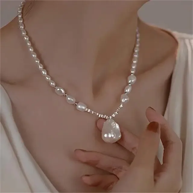 Высококачественное жемчужное ожерелье FeelNicheins в стиле барокко с посеребренным