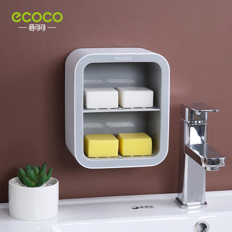 

New ECOCO Soap Box Creative Drain Toilet Suction Cup Wall-mounted Non-perforated Student Dormitory with Multi-layer Kitchen Rack