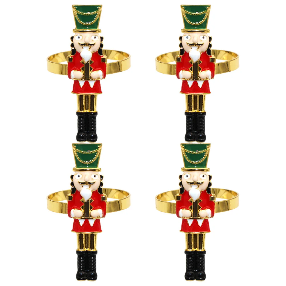 

Restaurant Napkin Ring Nutcracker Shaped Serviette Buckles Rings Metal Holding Decor