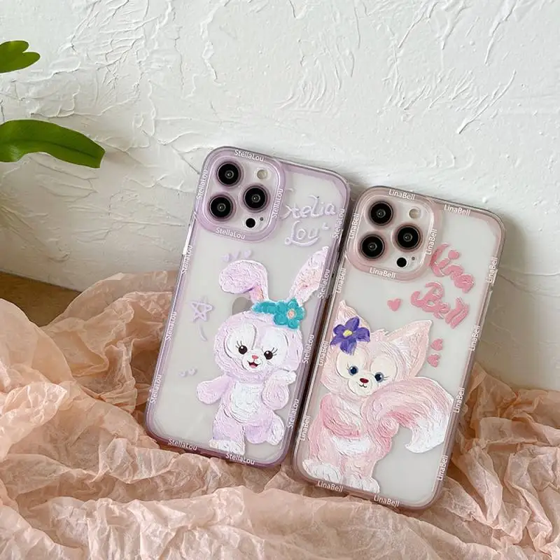 

Disney Oil painting StellaLou and LINABELL Phone Case for iPhone X XR XS 7 8 Plus 11 12 13 pro MAX 13mini cover