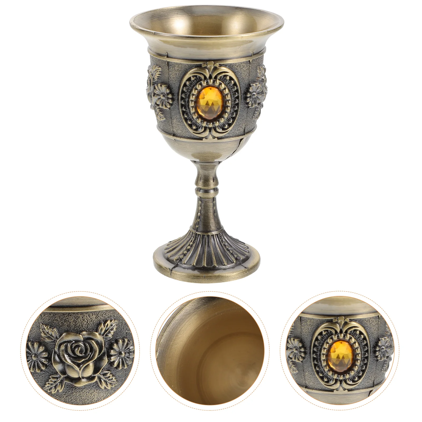 

Vintage Decoration Set Goblet Adornment Glasses Beverage Cup Small Home Use Retro Drinking Bar Style Metal European