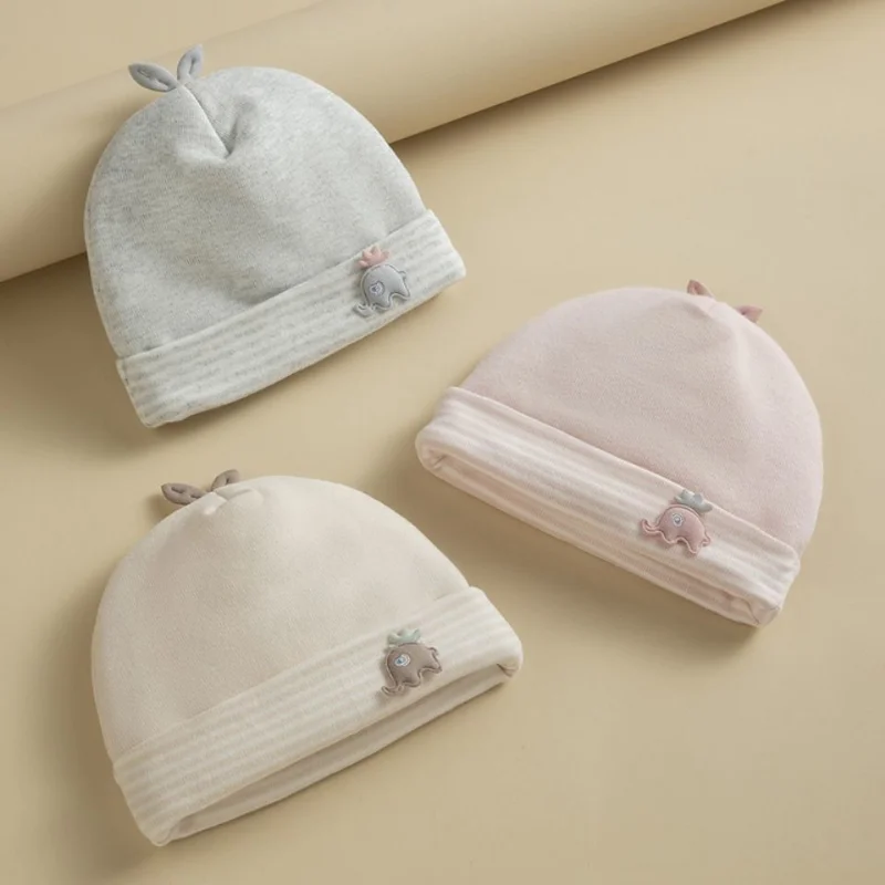 

0-3 Months Baby Hats Newborn Beanie Winter Warm Thicker Cotton Soft Elastic Baby Cap for Girls Boys Infant Bonnet Accessories