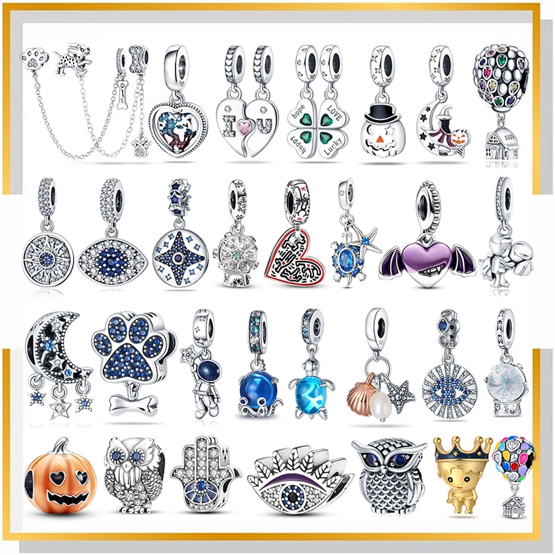 

Женская подвеска Plata De Ley 925 Оригинал сглаза Сова воздушный шар Синий Шарм для оригинального браслета Pandora DIY Ювелирные изделия Makin