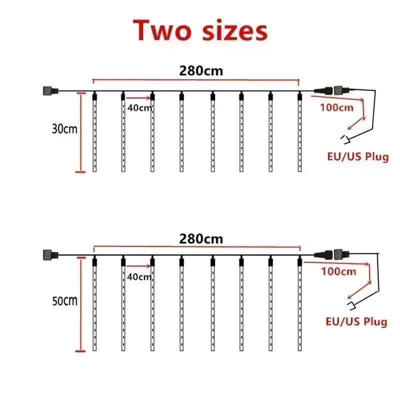 Гирлянда светодиодная метеоритный душ 30/50 см 32/24/12 трубок