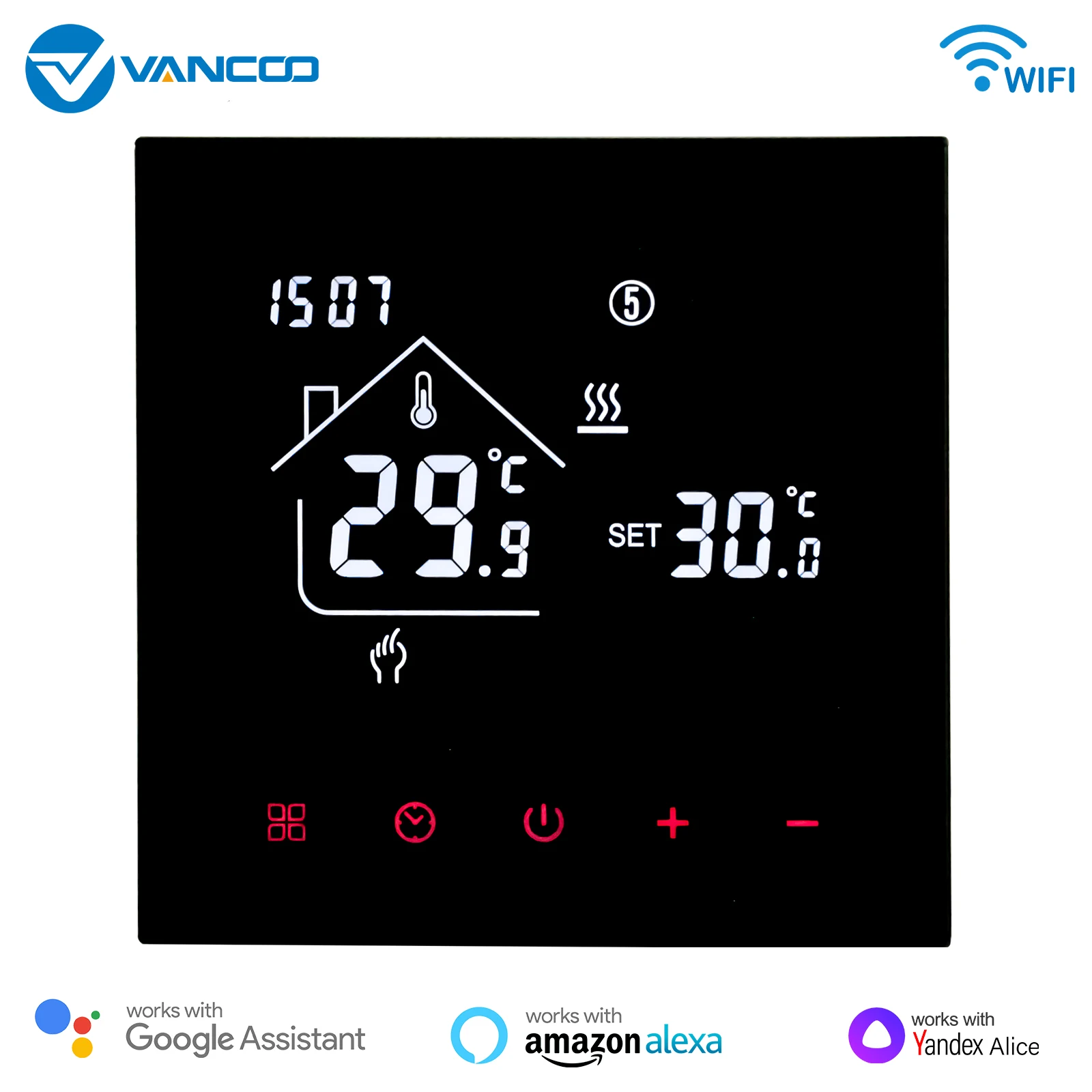

Wi-Fi термостат Vancoo Tuya для электрического подогрева пола, водяного газового бойлера, регулятор температуры Alexa Google Home