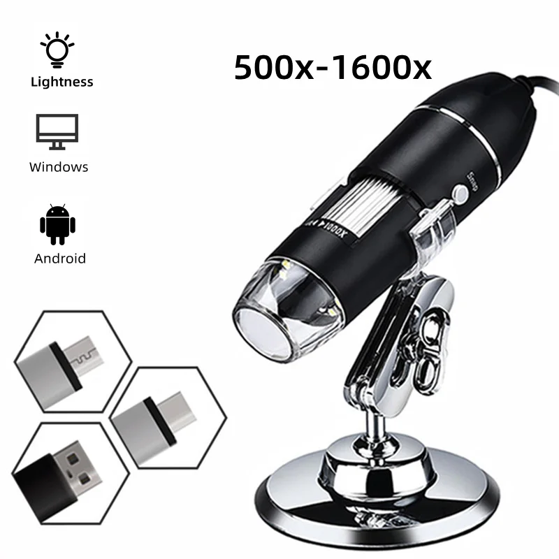 

1600X Digital Microscope Camera 3in1 Type-C USB Portable Electronic Microscope For Soldering LED Magnifier For Cell Phone Repair