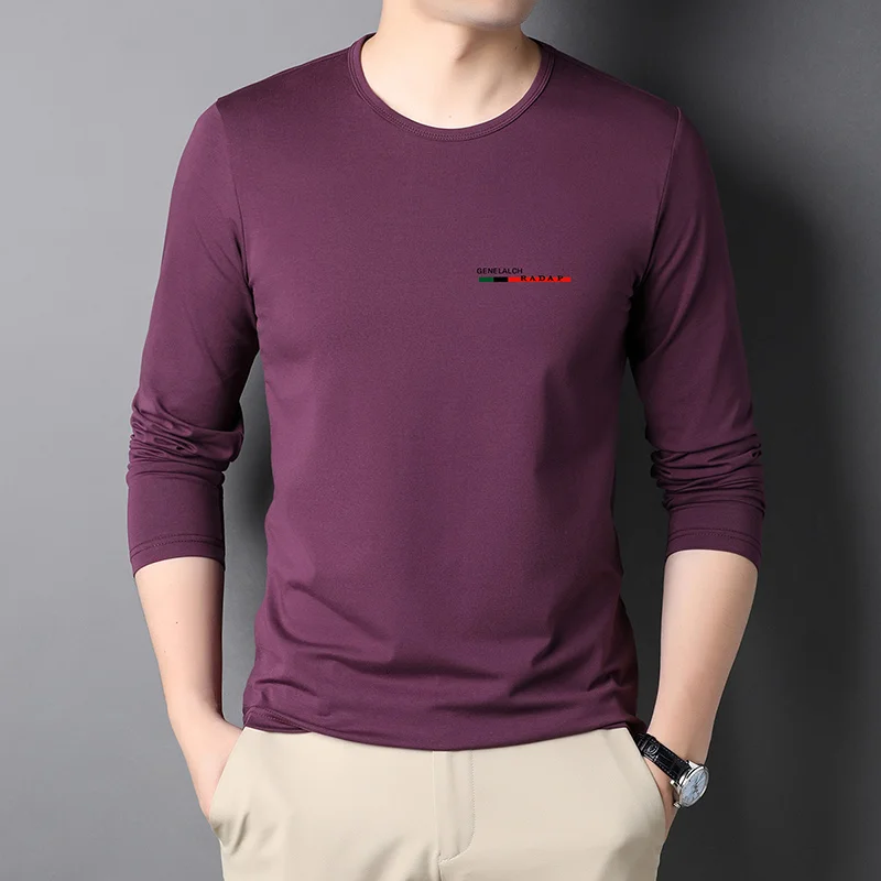 

Sweatshirt High-quality 95% Cotton Designer New Fashion Brand T-shirt Men's Elastic Long-sleeved Plain Top Casual Men's Wear