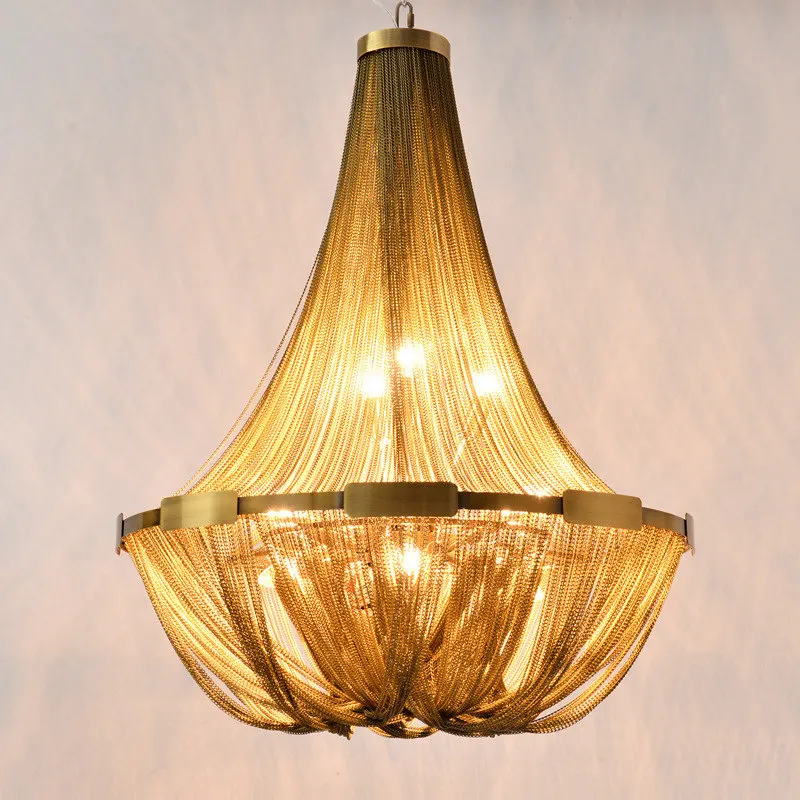 

Light Led Art Chandelier Pendant Lamp Aluminum Tassel Luxury Chain Classic Tessal Hanging for Living Room Dining Home Decor