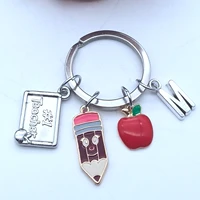 a z alphabet handmade apple pen holder keychain teachers day gift keychain handmade jewelry