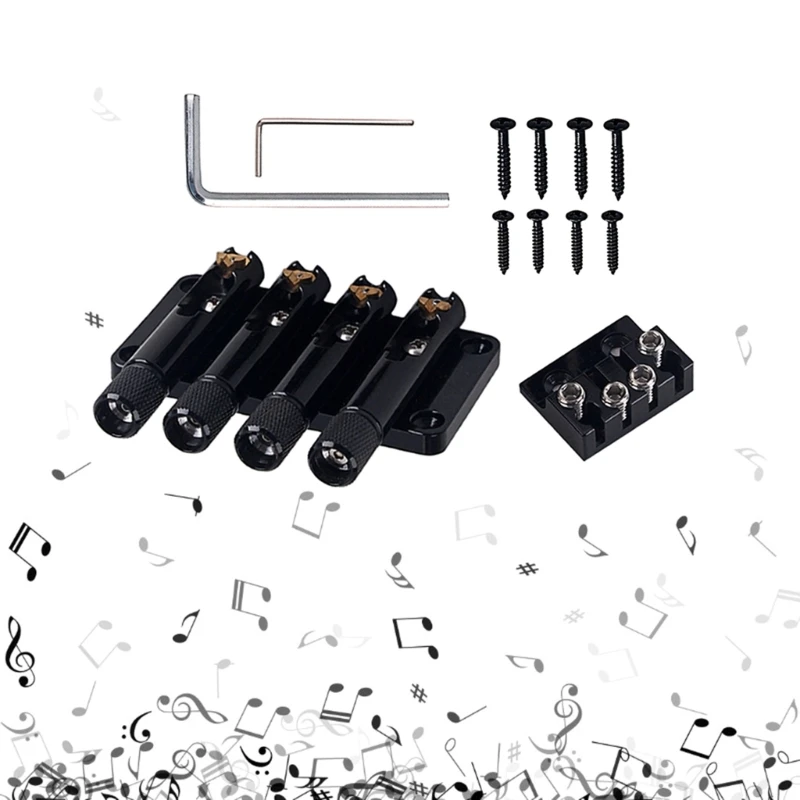 

Portable 4 Strings Headless Guitar Bridge Tremolo Device with Guitar Locking Nut