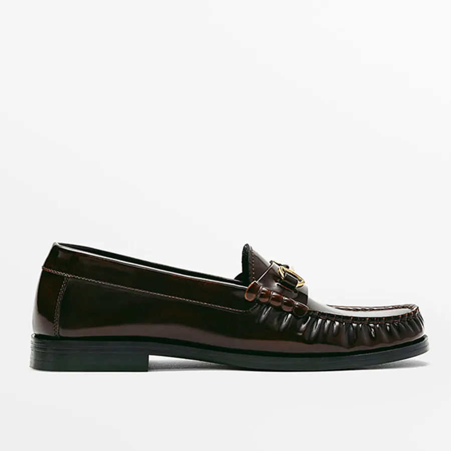 Jenny&Dave Shoes Women Genuine Leather Slip-On Loafers Women Gold Buckle Shoes Woman England Fashion Flat Shoes Retro Moccasin