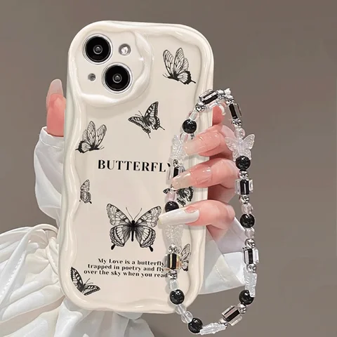 Черный чехол-бабочка для телефона Infinix Hot 30i 20i 20 4G 12 30 9 Play Smart 7 6 HD Plus 3D, мягкая силиконовая волнистая задняя крышка