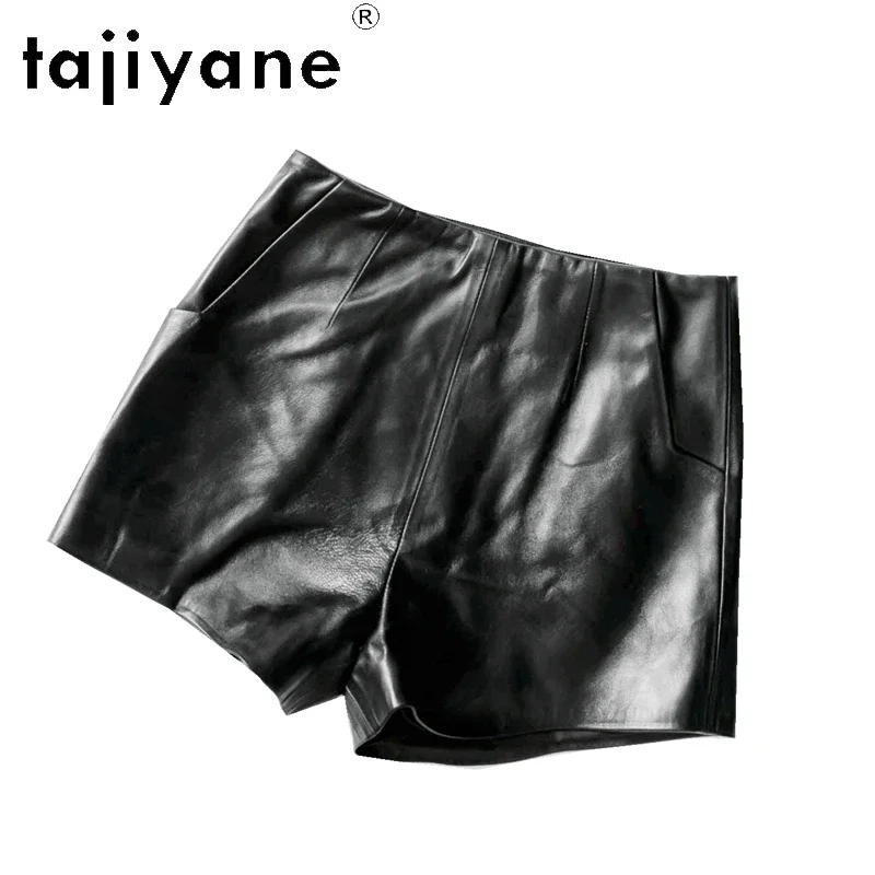 TAJIYANE Шорты из натуральной овчины осенняя одежда 2024 женские черные короткие