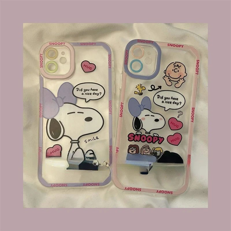 

Phone Purse Cute Snoopy Iphone12/13promax Transparent Xsmax Female Soft XR All-Inclusive 7/8Plus Protective Case