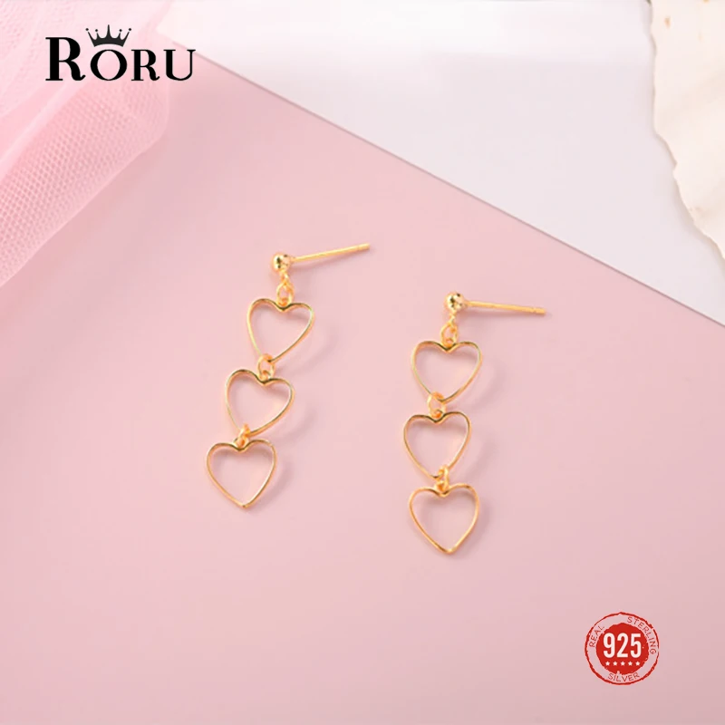 

925 Sterling Silver Hollow Heart Long Drop Earring for Women Sweet Simple Earrings Jewelry Accessories Valentine's Day Girl Gift