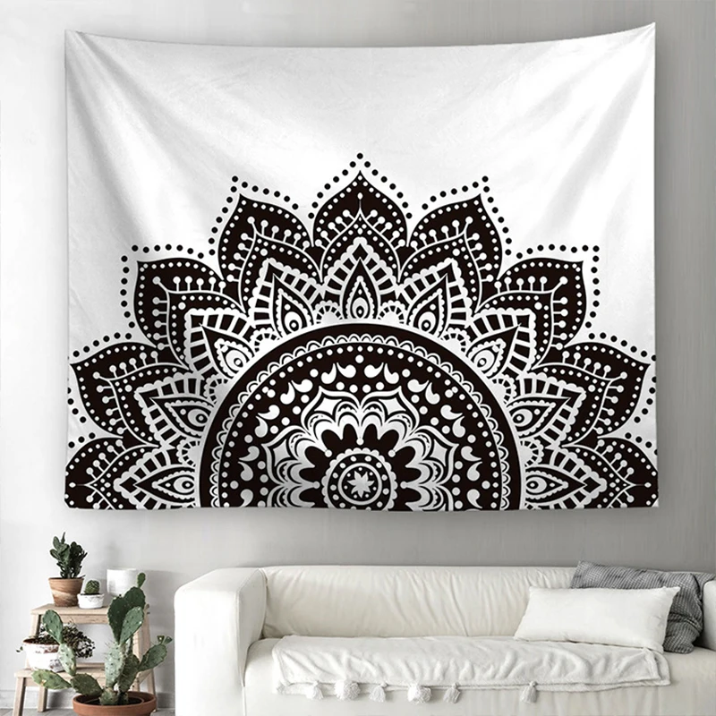 

Custom India Mandala Psychedelic Hippie Night Moon Tapestry Wall Hanging Boho Decor Wall Cloth Tapestries Mandala Wall Carpet