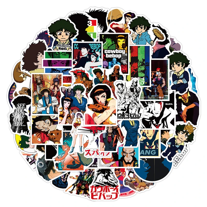 

Cartoon Anime Kawaii Cowboy Bebop Stickers for Laptop Suitcase Stationery Waterproof Decals Album Kids Toys Birthday Gifts
