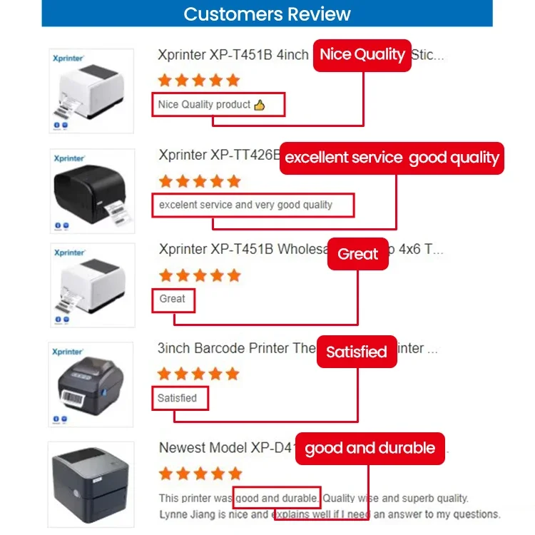 Xprinter XP-T451B Настольный принтер Прямой термопечати Высокоскоростной термопринтер
