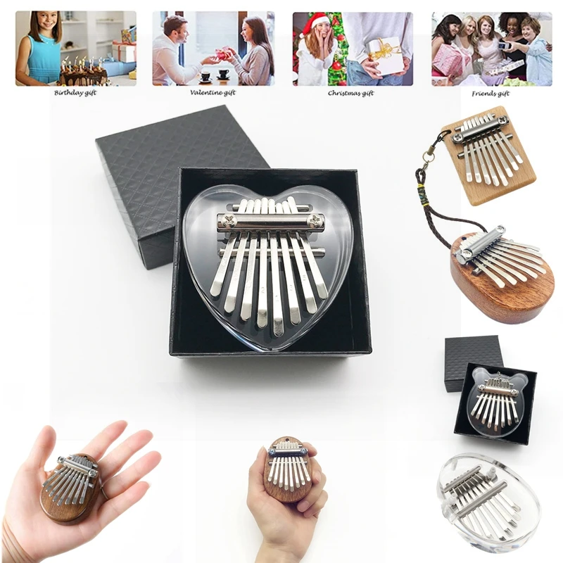 

Мини-пианино Kalimba, 8 клавиш, с ремешком/коробкой