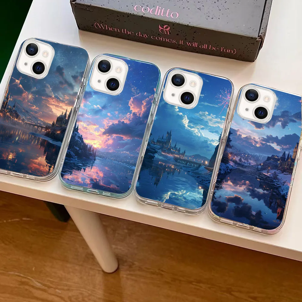 WBA-13 USArt Potters Wand Transparent Silicone Case For iPhone X 13 14 15 16 Mini Pro Plus Max