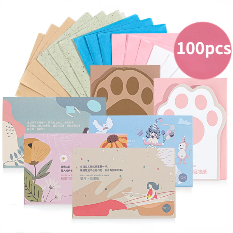 

100pcs Women Face Absorbent Paper Oil Control Wipes Face Make Up Cleansing Blotting Oil Shrink Pore Face Cleaning Tools Summer