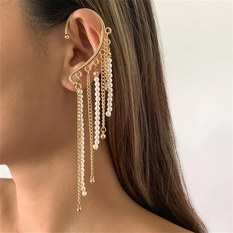 

Fashionable Joker Metal Designer Earrings Female Temperament Ms Pearl Chain Tassel Ms Wedding, Birthday, Tourist Gifts