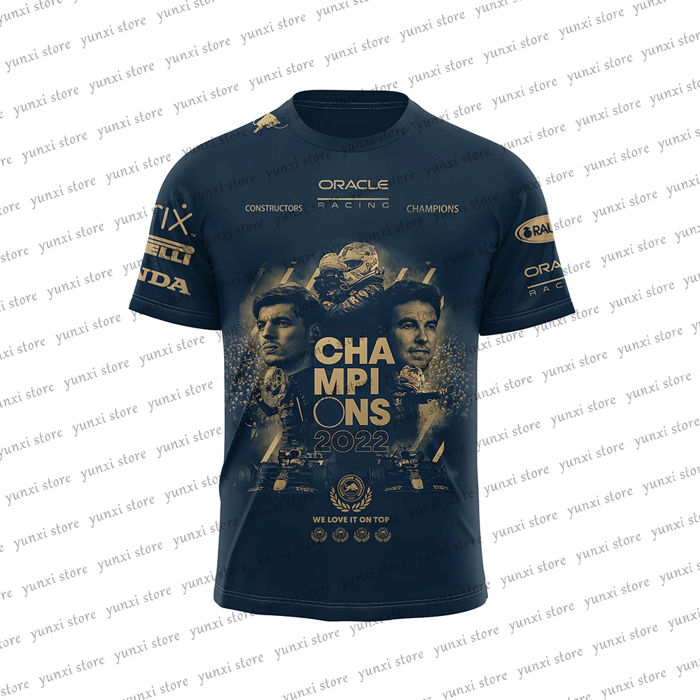 

F1 Formula 1 Oracle 2022 World Team Championship Commemorative T-shirt. Verstappen and Perez car fan tops