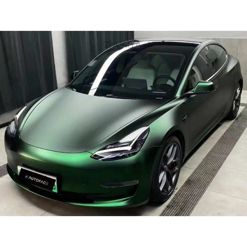 

ZHUAIYA Factory Direct Premium PET Matte Venom Green Car Wrap Vinyl Full Roll Size 1.52*18Meters