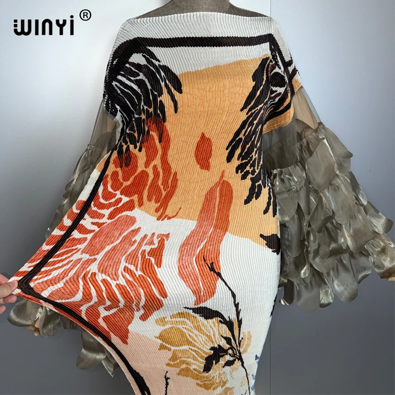 WINYI эластичное тонкое плиссированное платье, пляжное платье, кафтан в стиле бохо, Абая, Дубай, роскошное вечернее платье, длинное пуховое мусульманское женское вечернее платье (art.: 3920d3f2d623b) - 3920d3f2d623b
