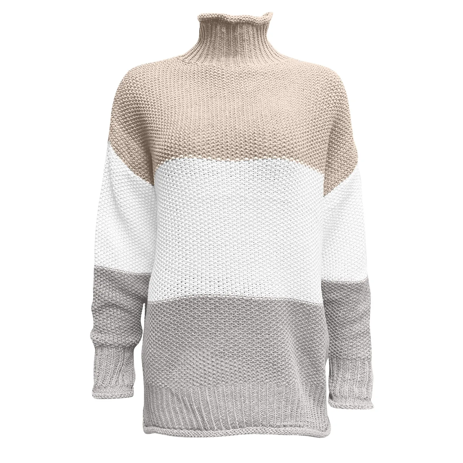 

Women's Splicing Sweater Casual Knitting Loose Long Sleeve Pullover