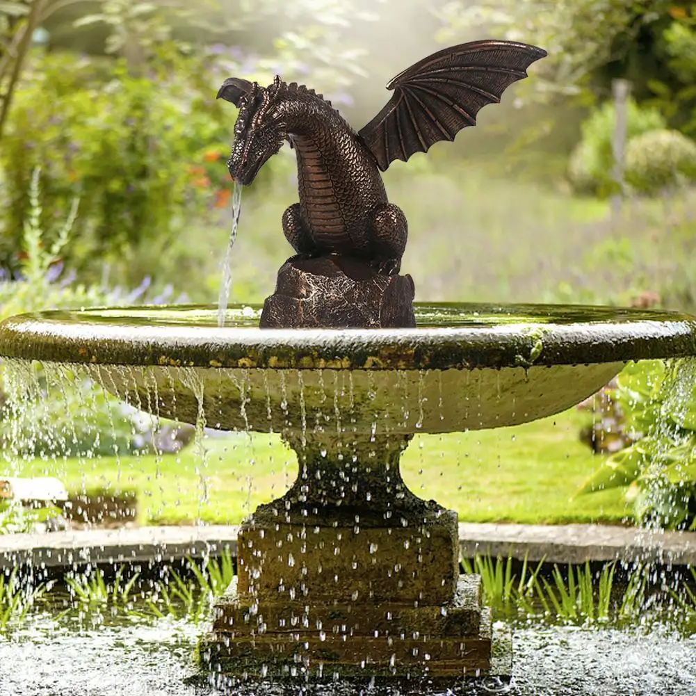 

New Style Precision Casting Fire-breathing Dragon Sculpture Dec Majestic Fountain Dragon Waterscape Resin Home Garden Sculp S8p6