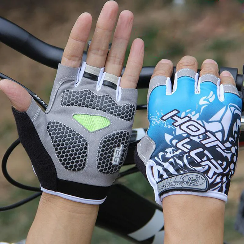 

Men Women Outdoor Sport Ice Silk Half finger Bicycle Cycling Mitten Climbing Silicone Shock Pad Tactical Fitness Glove S94