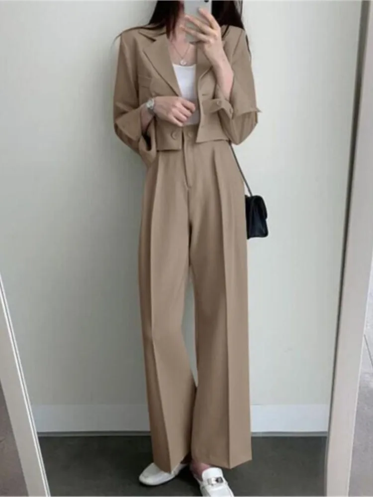 Suit Coat Women Spring Autumn New Korean Black Temperament Casual Small Suit Women 2 Pieces Suit 2023