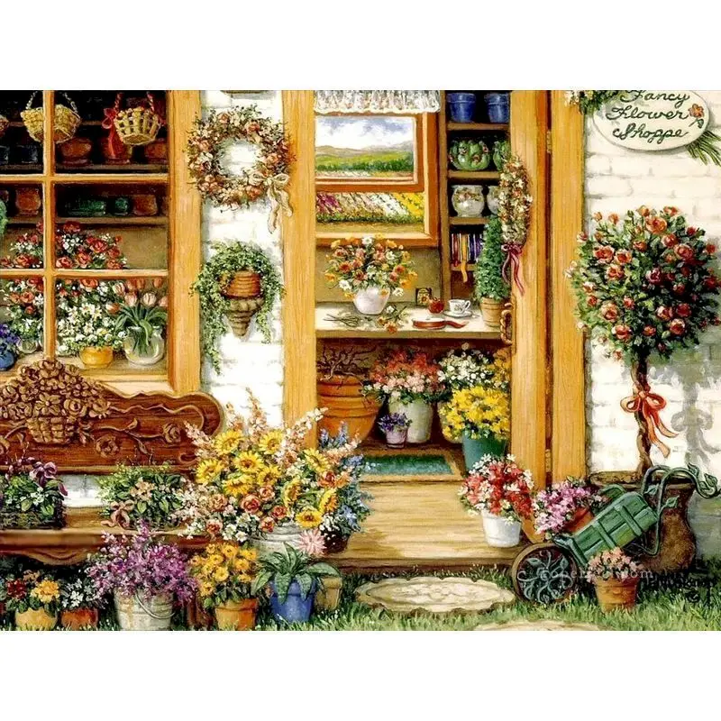 

GATYZTORY Frame Painting By Numbers Flower House Scenery Handpainted Kits Canvas Drawing Acrylic Paints Wall Artwork Home Decor