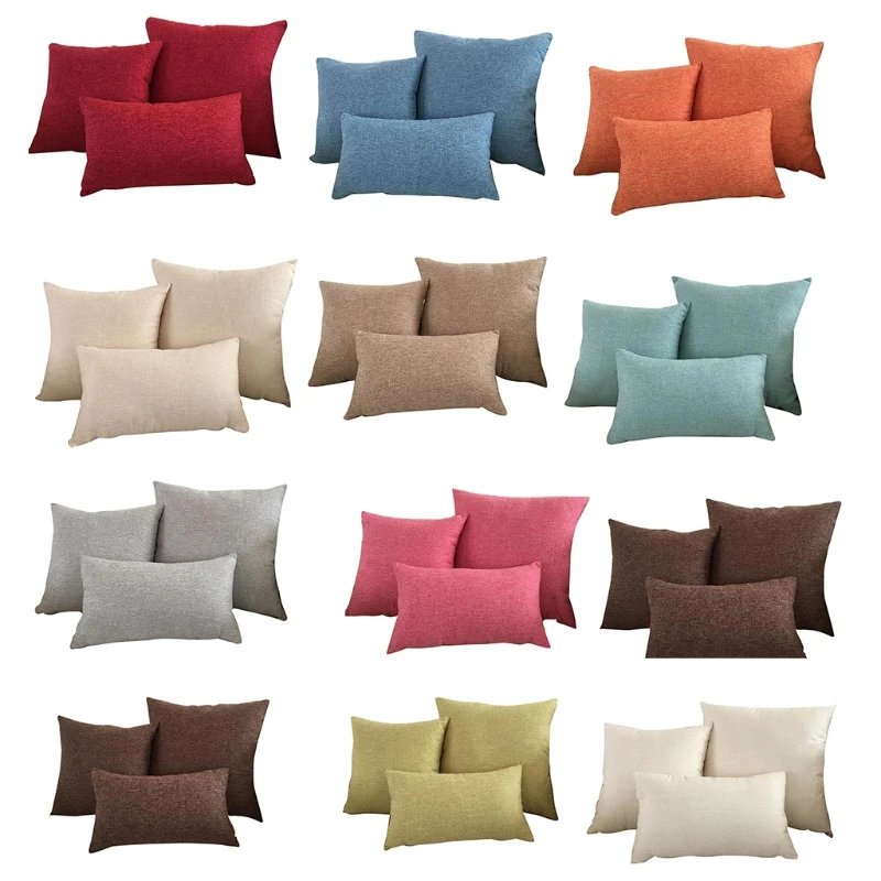 

Pillow Case Pure Color Cotton Linen Cushion Cover for Sofa Car Bedroom Office drop ship