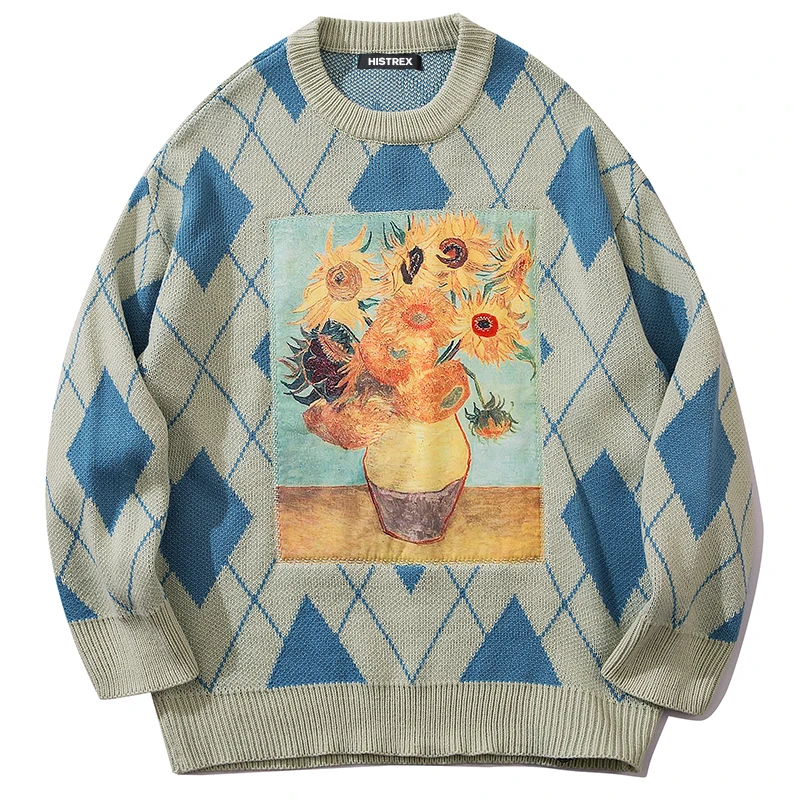 HISTREX ван гог звезды ночь мужские свитера хип-хоп длинный рукав мужской одежды