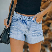 2022 new summer casual womens denim shorts tight streetwear ripped split jeans classic fashion blue vintage shorts jeans