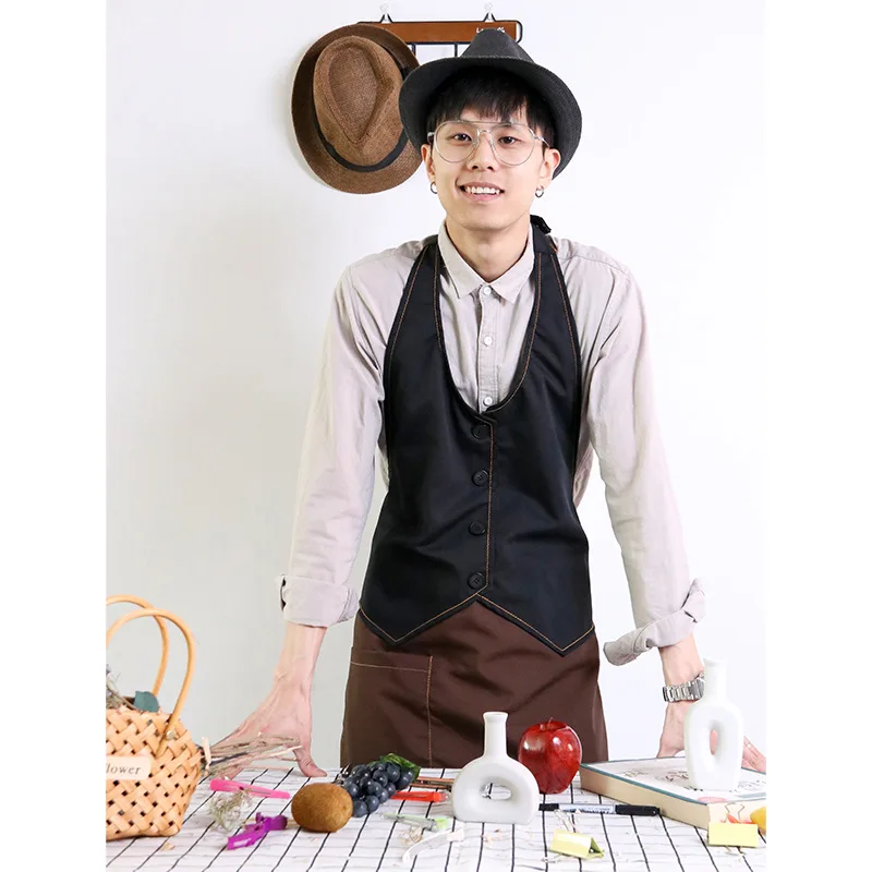 

Apron household kitchen logo coffee maker milk tea shop hairdressing baking restaurant waiter and waitress work clothes print