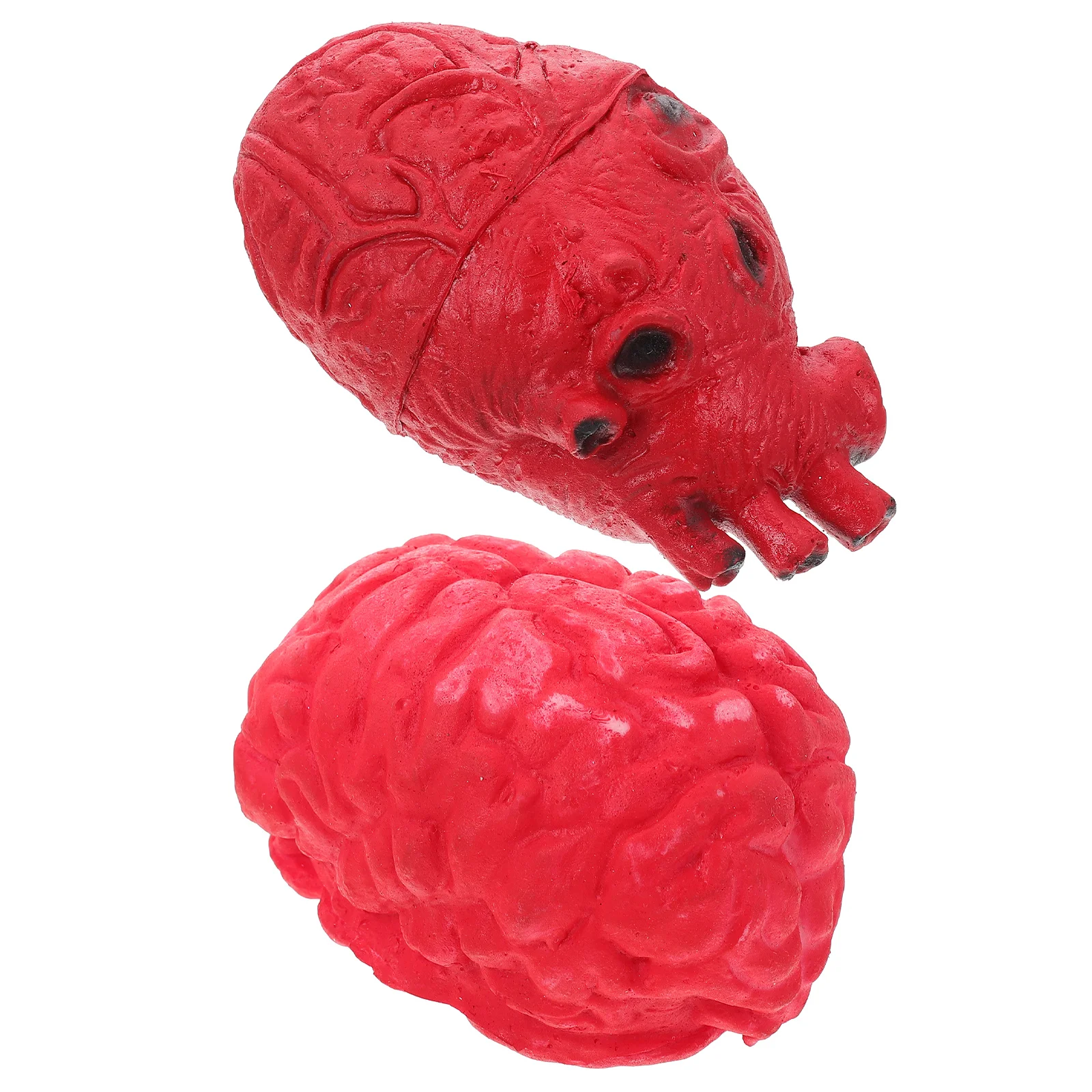 

2 Pcs Halloween Heart Body Props Halloween Brains Scary Prank Toy Ornament Makeup Toys Decor Supply Vinyl Fake Desktop