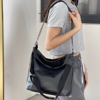 diinovivo fashion pu leather bucket bags for women shoulder bag chain crossbody bag 2022 solid color black female bags whdv2145
