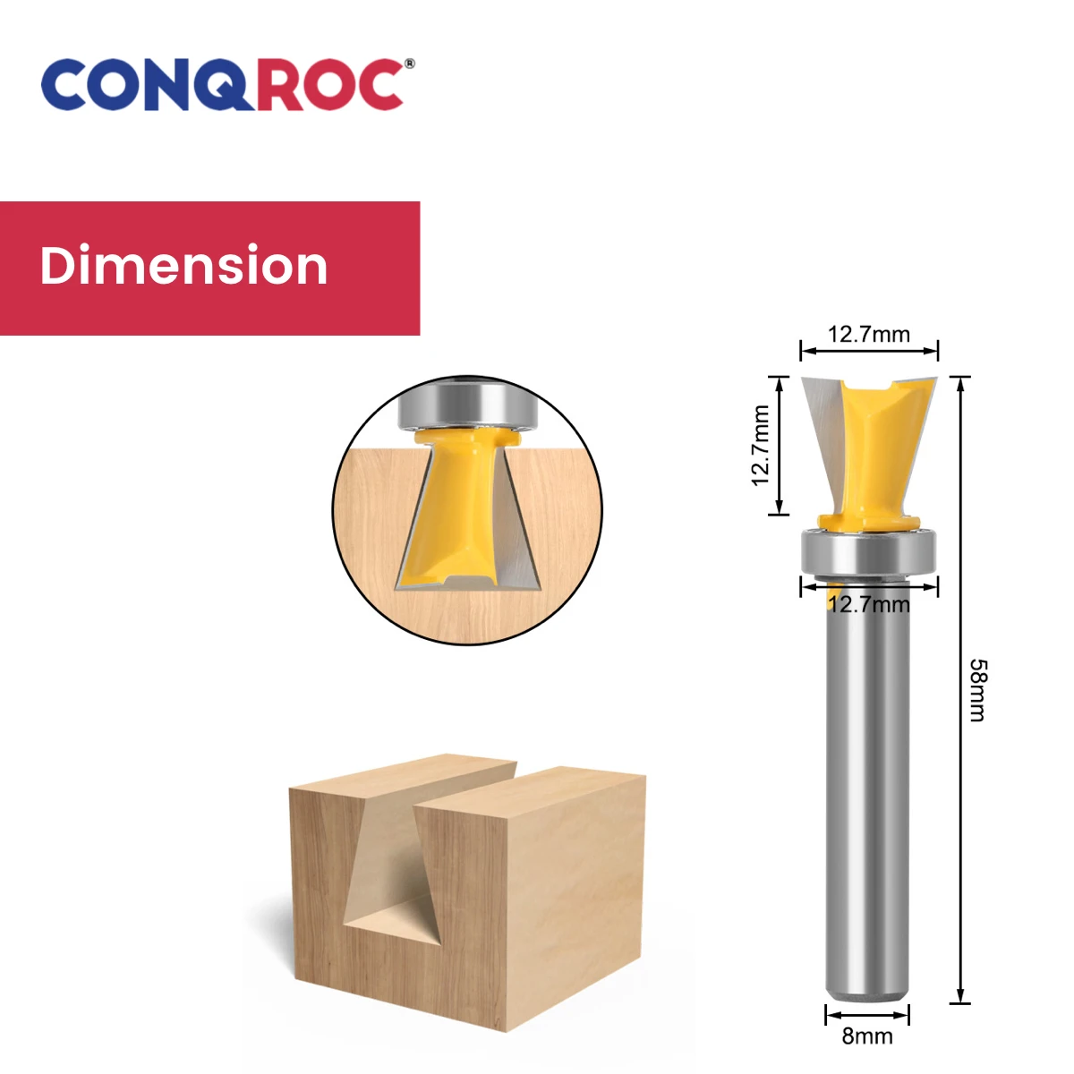 8 мм хвостовик ласточкин хвост фрезы с верхним подшипником карбида вольфрама