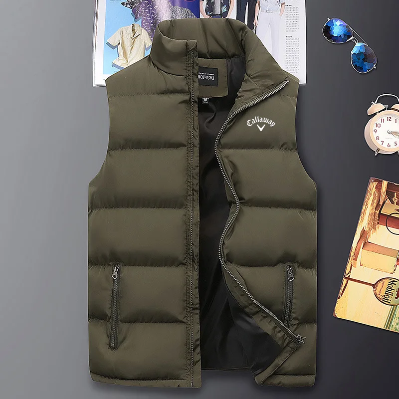 Men Golf Jacket Fashion Trend Zipper Vest Down Jacket Autumn Winter Male Windproof Warm Vest Jacket J Lindeberg Golf Clothing