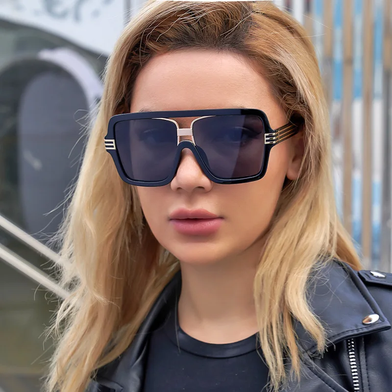 

Luxury Brand Big Frame Sunglasses Women's Square Metal Sun Glasses Men Retro Sun Glasses Vintage High Quality Gafas UV400