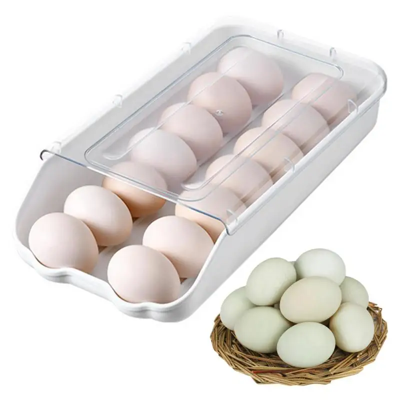 

Automatic Rolling Egg Holder Egg Storage Container For Refrigerator Stackable Egg Organizer And Dispenser Holds 14 Eggs