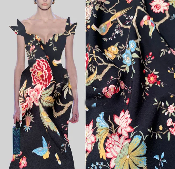 Матовое шелковое платье из крепдешина с принтом хлопковое платье-Ципао