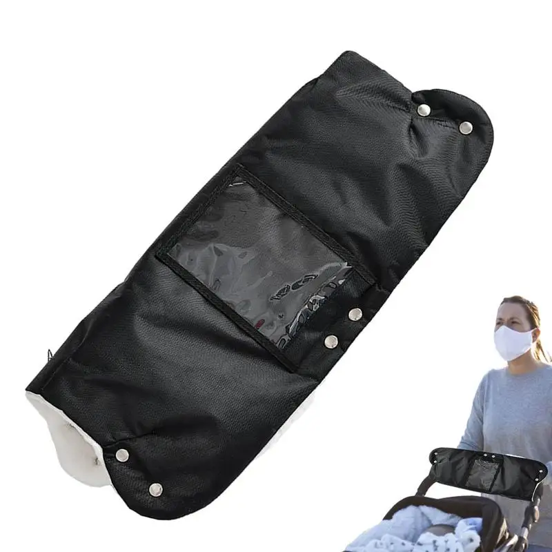 

Fleece Stroller Gloves Baby Trolley Windproof Gloves With Phone Pocket Winter Anti-Freeze Gloves Warm Gift For Parents Mother
