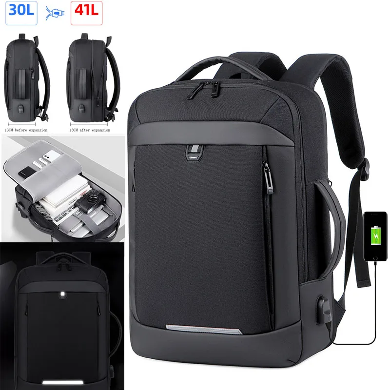 Мужской расширяемый рюкзак для 15,6-дюймового ноутбука, USB водонепроницаемый, женский спортивный дорожный Школьный рюкзак, рюкзак для мужчин