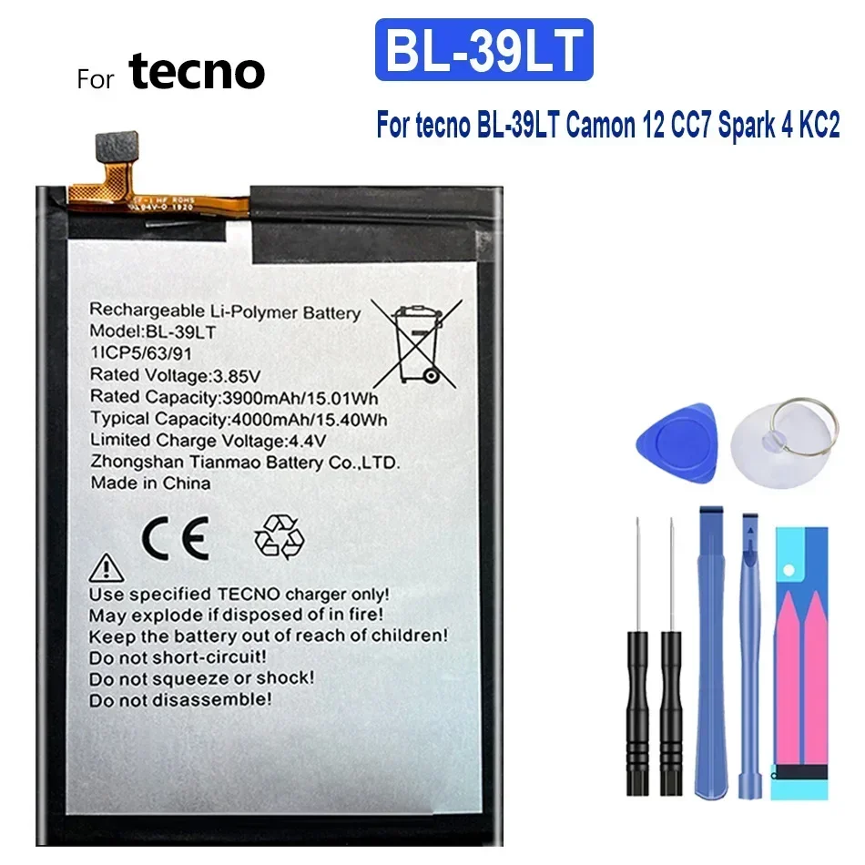 Аккумулятор мобильного телефона 4000 мАч для Tecno BL-39LT Camon 12 CC7 Spark 4 KC2 Spark4