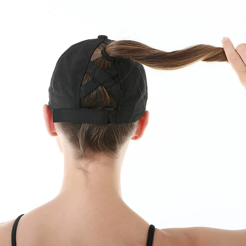 Женская бейсболка с высоким беспорядочным пучком и перекрещивающимися резинками, быстро высыхающая сетчатая наружная шляпа для путешествий - 2 шт.